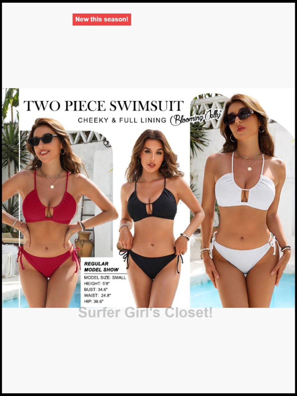 Women's Two Piece Cheeky Bikini Sets Curvy Cutout String Bathing Suits - Picture 7 of 7